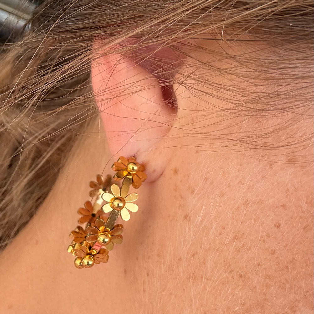 Floral hoop earrings "Fleur Elle"