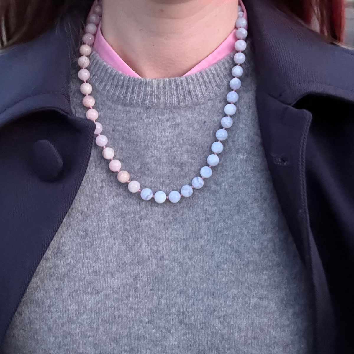 Sorelée Terre Morganit und Chalcedon Collier