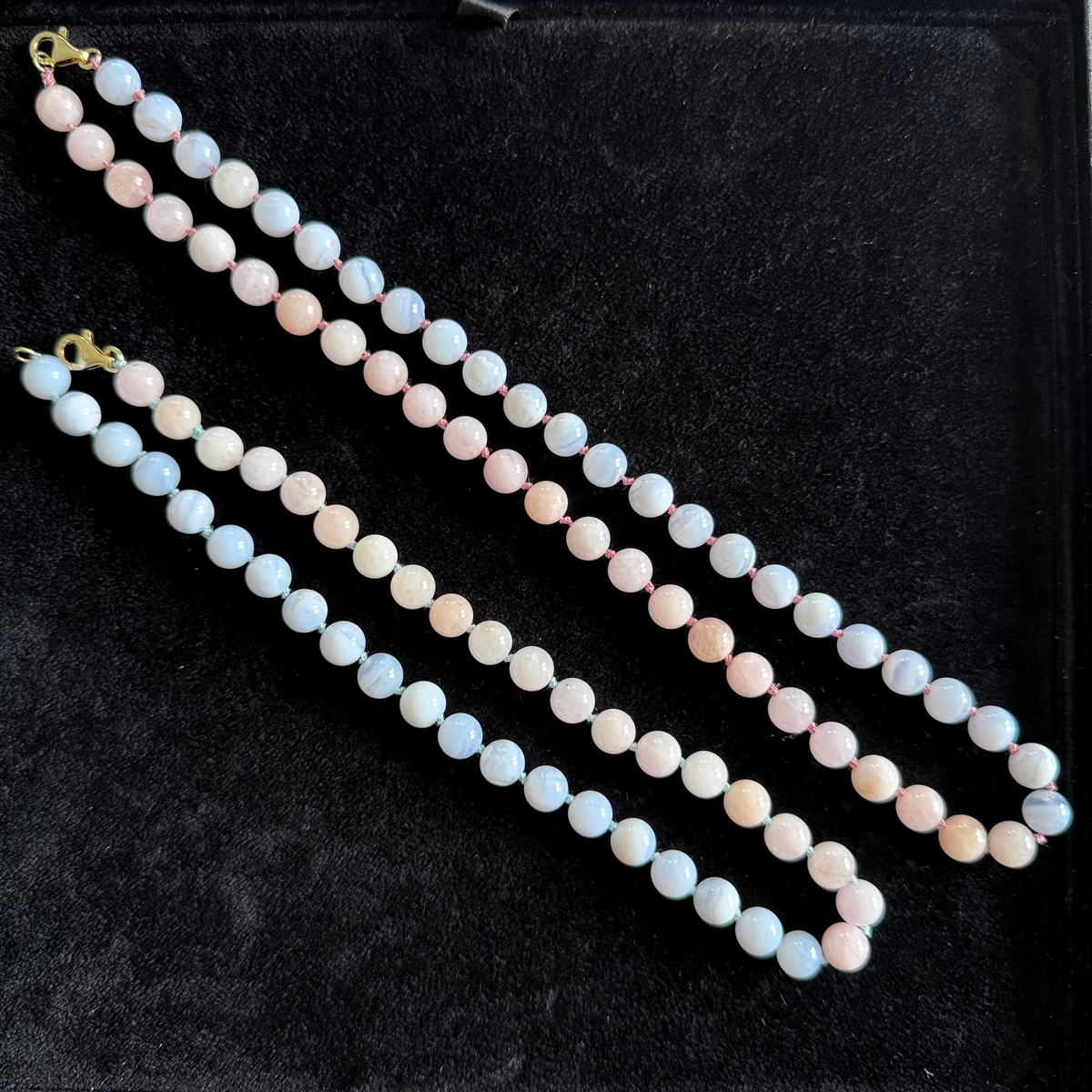 Sorelée Terre Morganit und Chalcedon Collier