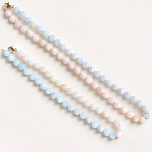 Sorelée Terre Morganit und Chalcedon Collier
